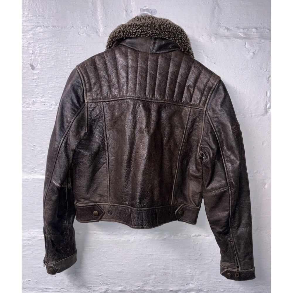 Vintage Women’s Flying Bikes Oakwood Brown Leather Flight Biker Jacket Small - Picture 6 of 13